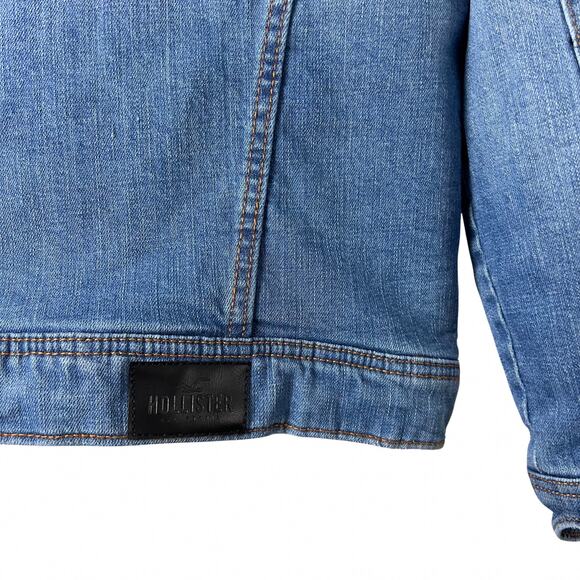 Hollister Epic Flex Jean White Sherpa Lined Jacket Trucker Vintage Style Y2k Fur - Picture 8 of 10